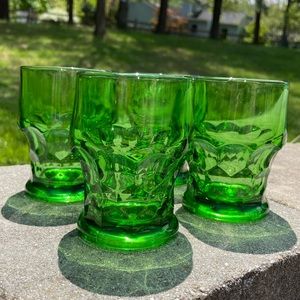 Vintage Set of 4 MCM Georgian Glass Tumblers in Emerald Green